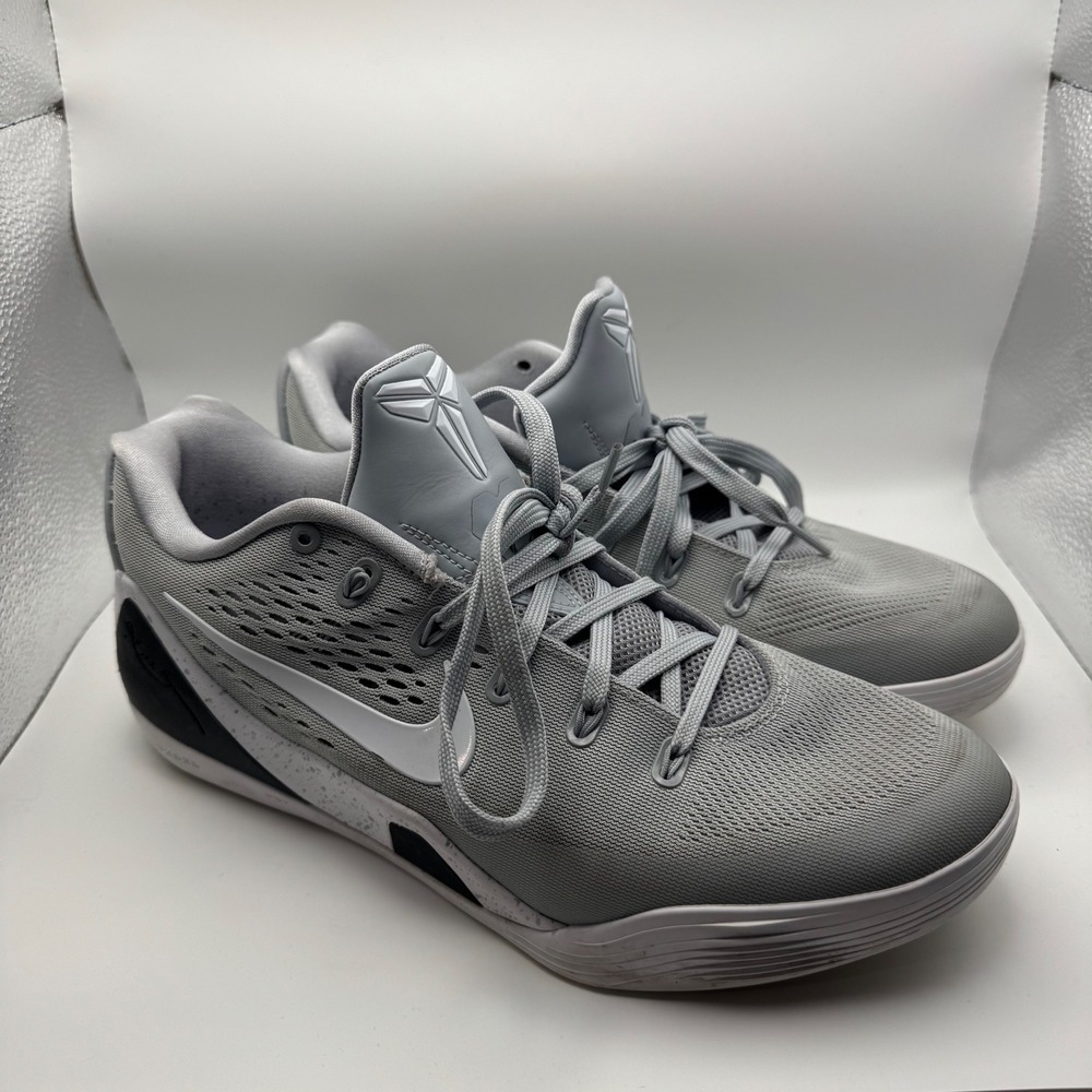 Nike Kobe 9 EM Low Wolf Grey White Black Basketball Shoes IH1401-001 Mens 10.5